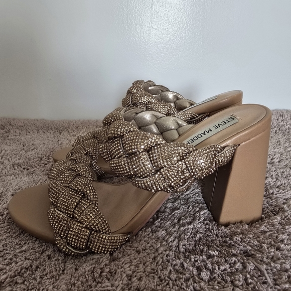 Steve Madden Tan Braided Slip-On Sandals - Picture 2 of 13